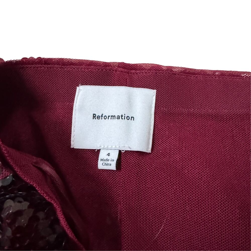 Reformation Iridessa Sequin Dress Burgundy Dark Red - Picture 4 of 10